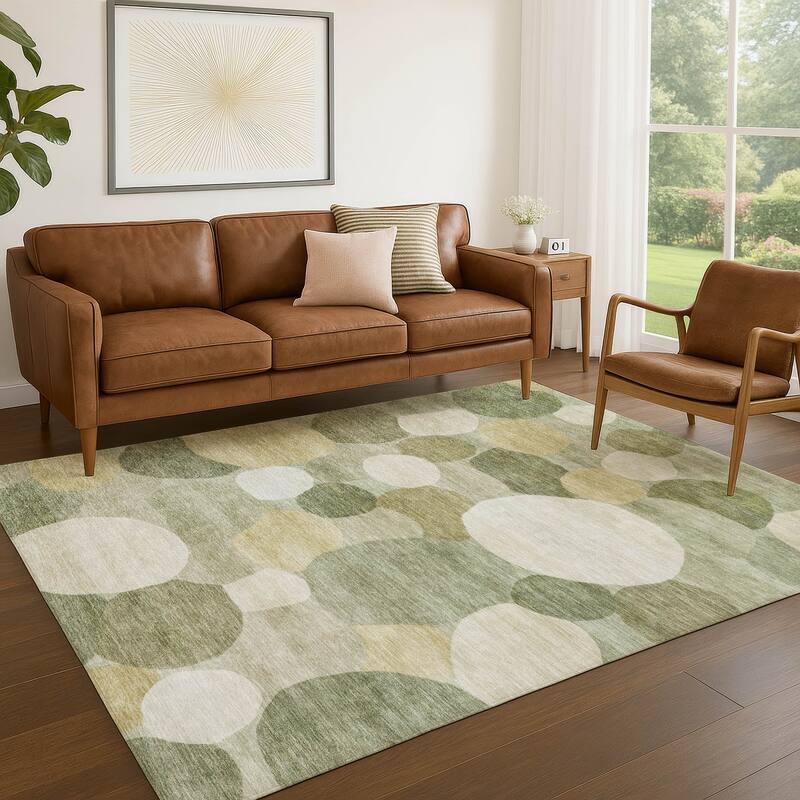 Machine Washable Indoor/ Outdoor Modern Circy Chantille Rug