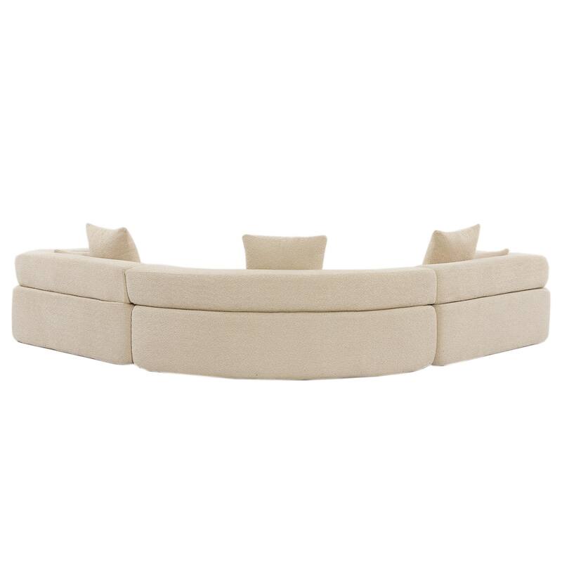 3-Piece Curved Sofa, Oversized Boucle Couch, Flexible for Living Room