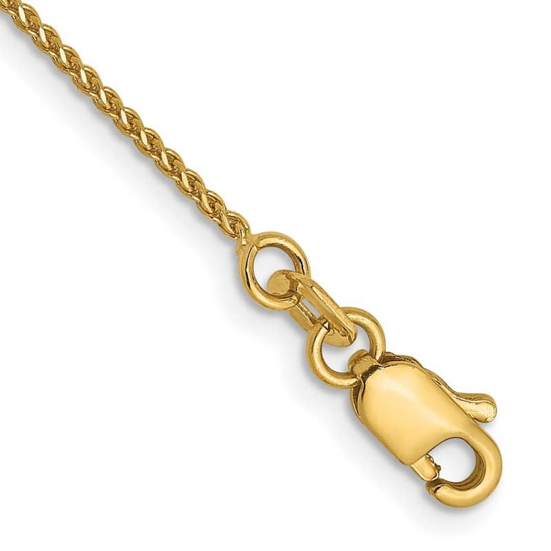 Curata 14k Lobster Claw Closure 1mm Solid Sparkle Cut Spiga Chain Bracelet