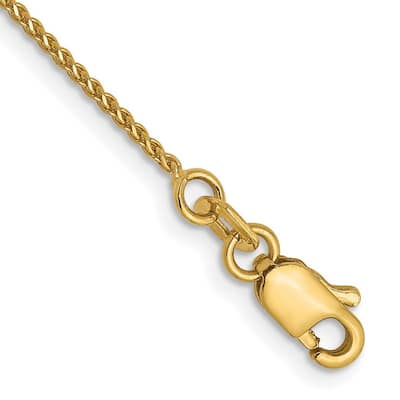 Curata 14k Lobster Claw Closure 1mm Solid Sparkle Cut Spiga Chain Bracelet