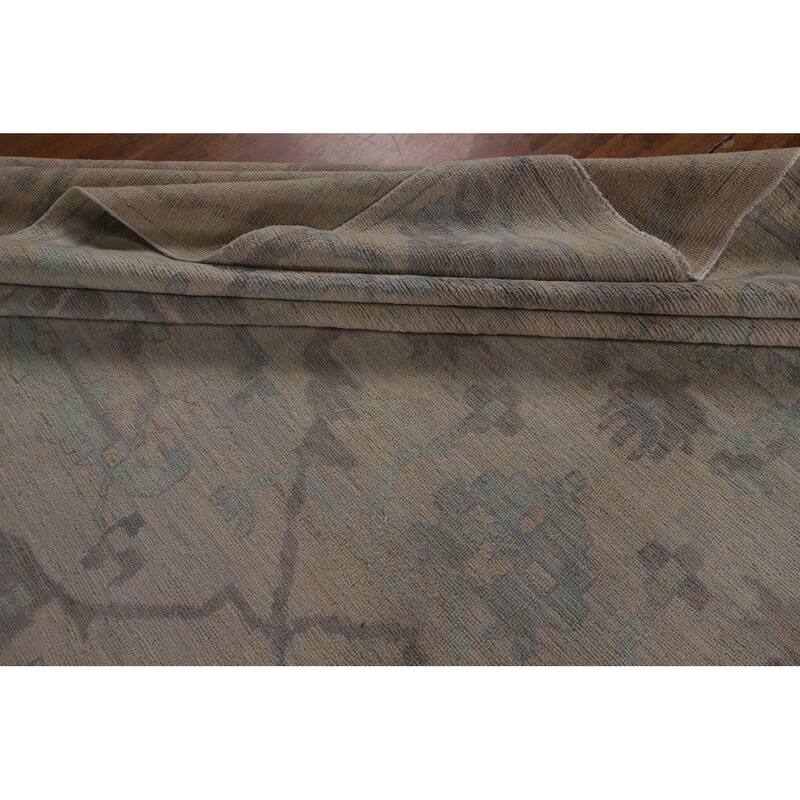 Vegetable Dye Oushak Turkish Large Rug Handmade Floral Wool Carpet - 13'9"x 19'3"