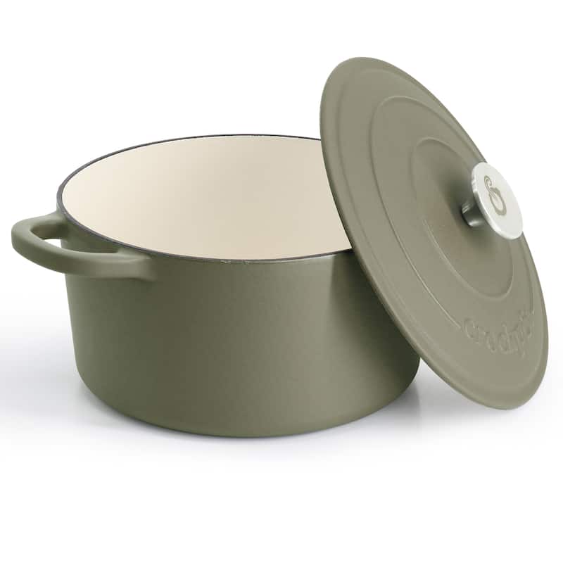 Craftsman 7 Quart Round Enameled Cast Iron Dutch Oven in Matte Green