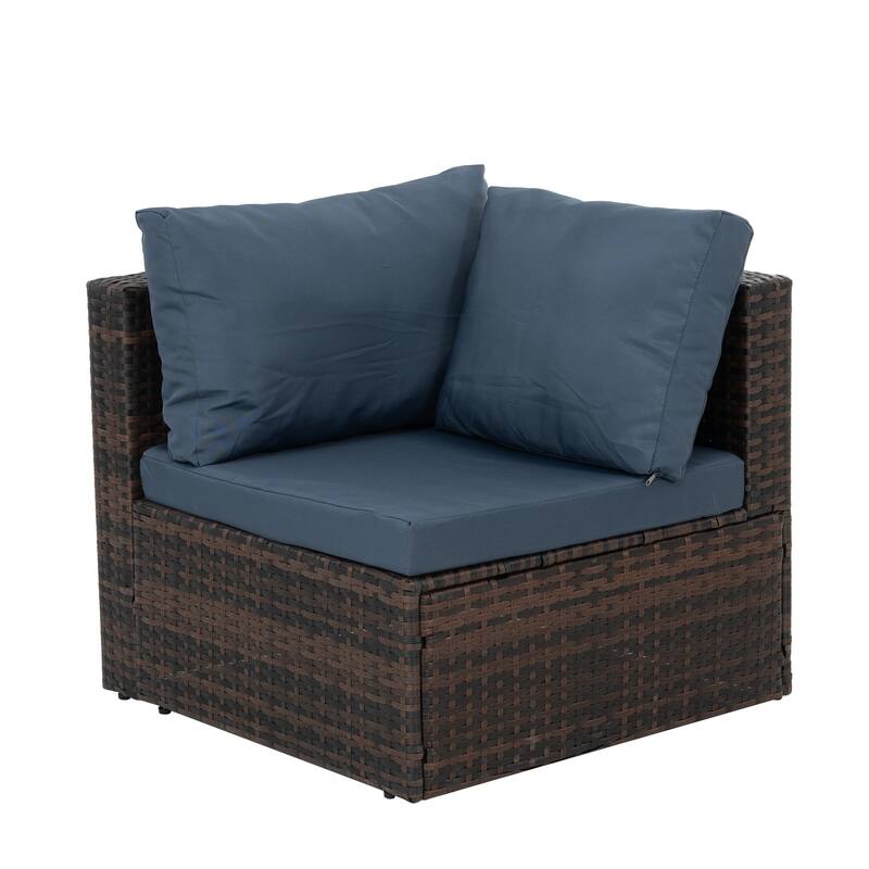 GDFStudio - Stylish 5-Piece Outdoor PE Wicker Patio Set with Tempered Glass Coffee Table, Seats 4