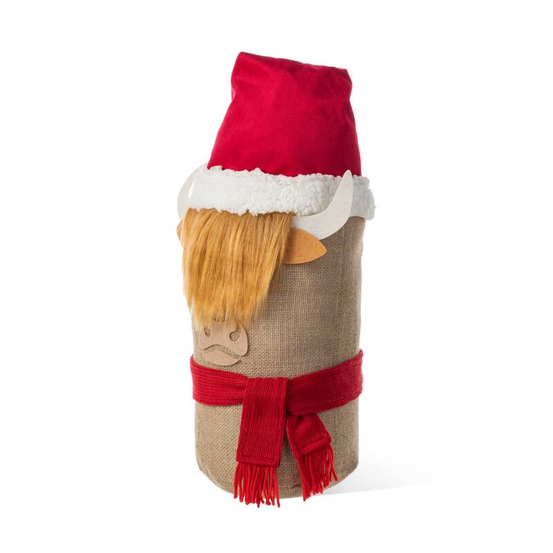 Glitzhome 20"H Christmas Linen Highland Cow Doorstop Porch Decor - Multi