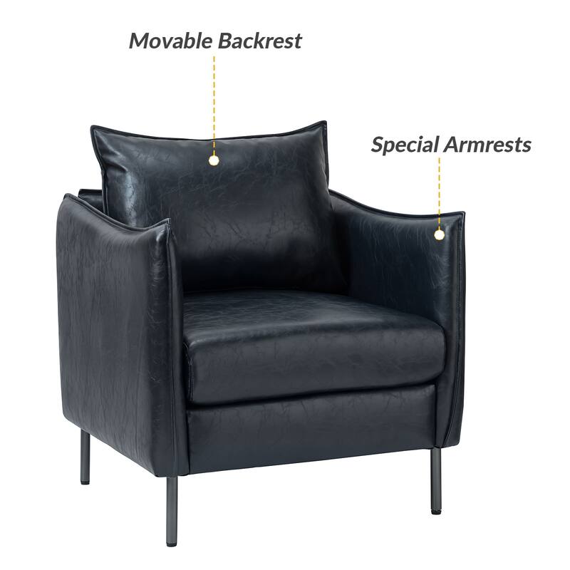 Jaime Modern Vegan Leather Accent chair with Metal Legs Set of 2 by HULALA HOME