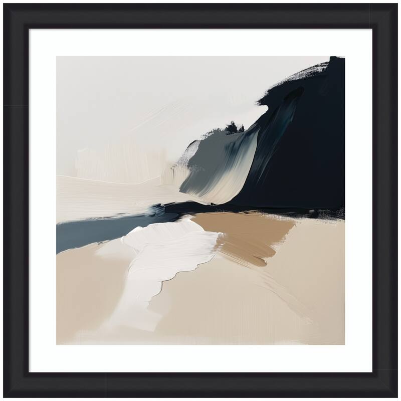 Kate and Laurel Framed Art Coastal Sand Modern Abstract Landscape II by The Creative Bunch Studio - 27x27 - Black