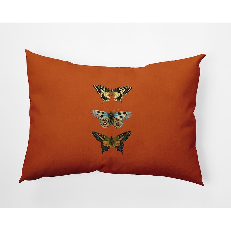 Butterflies Polyester Indoor/Outdoor Pillow - Perfect Orange - 14" x 20"