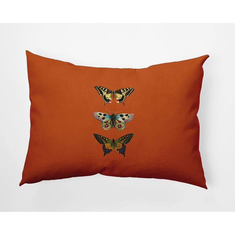 Butterflies Polyester Indoor Pillow - Perfect Orange - 14" x 20"