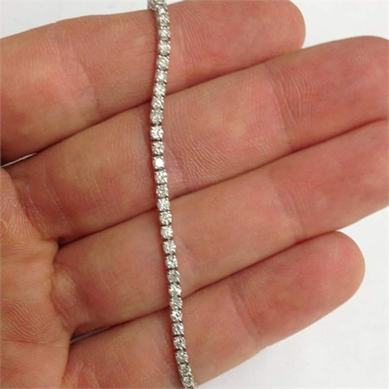 3ct Round Diamond Tennis Bracelet White Gold Women's 7"