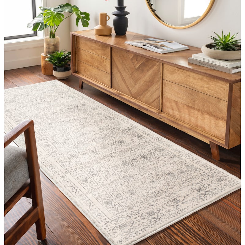 Livabliss Henson Vintage Traditional Area Rug - Cream/Grey - 2'7" x 10' Runner