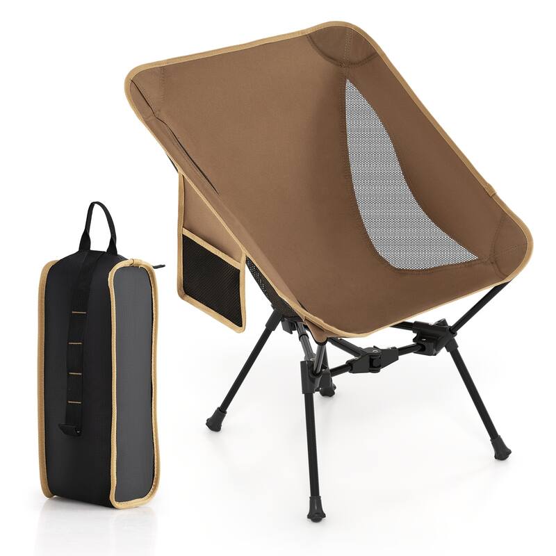 Gymax Ultra-Lightweight Camping Chair Portable Lawn Chair w/Triangular - Brown