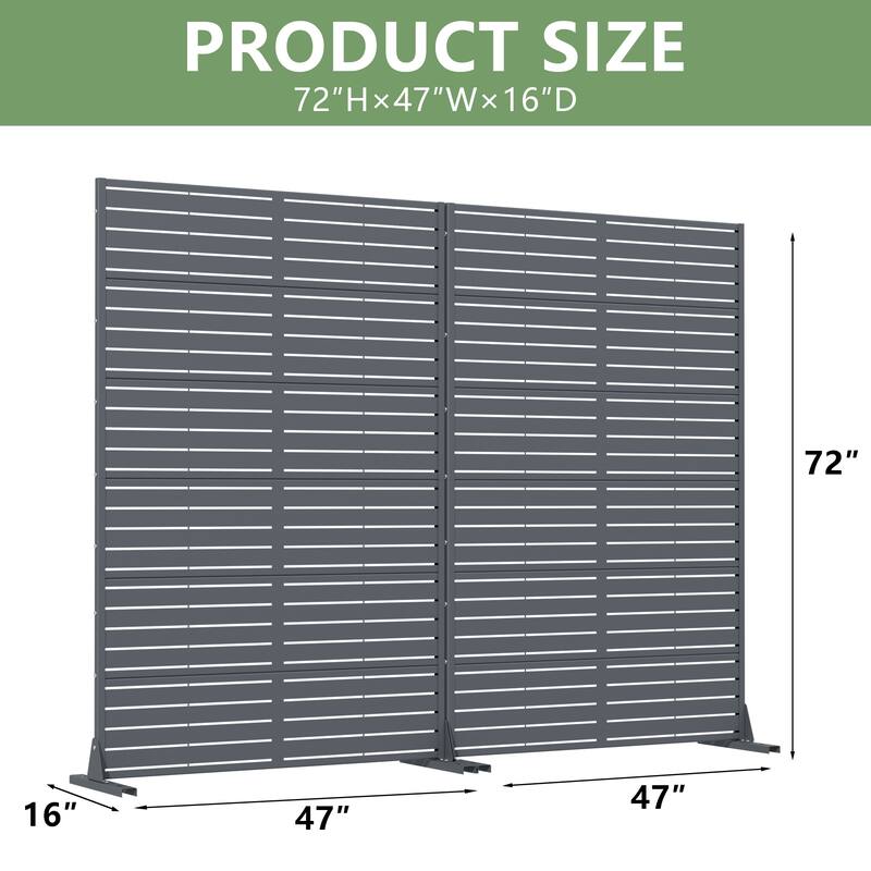 Outdoor Privacy Screen with Stand for Patio Garden Metal Fence Set of 2