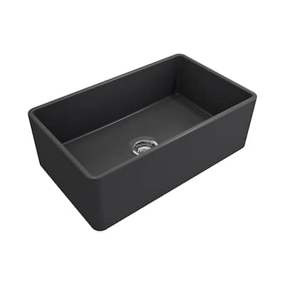Crestwood 30" Classic Single Bowl Apron Fireclay Sink - Charcoal