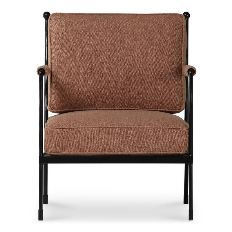 NADAAL STUDIOS Auronel Occasional Chair, Hammered Iron Frame, Terracotta Recycled Blend Upholstery - Terracotta