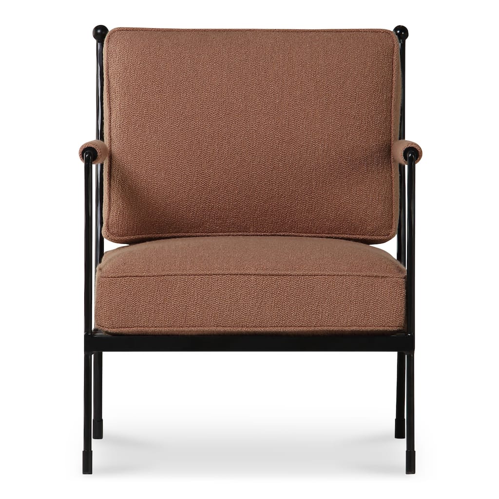 NADAAL STUDIOS Auronel Occasional Chair, Hammered Iron Frame, Terracotta Recycled Blend Upholstery