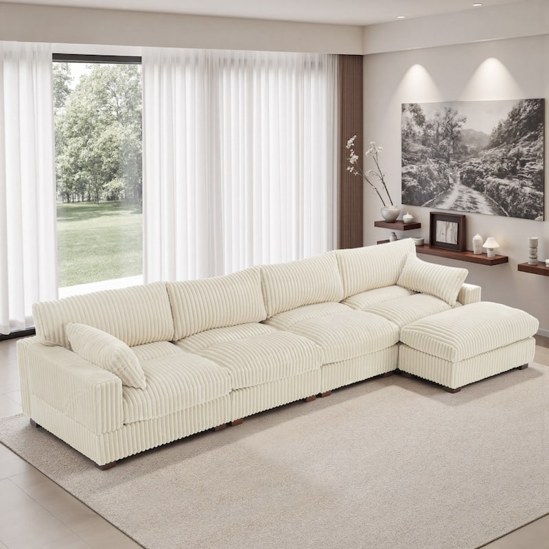 Oversized Plush Modular Sectional Sofa Couch with Ottoman