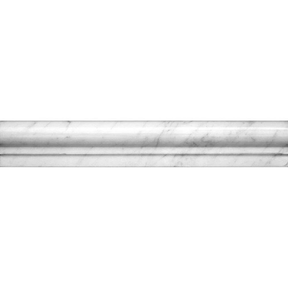 Apollo tile 2 x 12 Grandis Polished White Bianco Carrara Marble Tile (1.67 sq ft/case) - 10 Pack