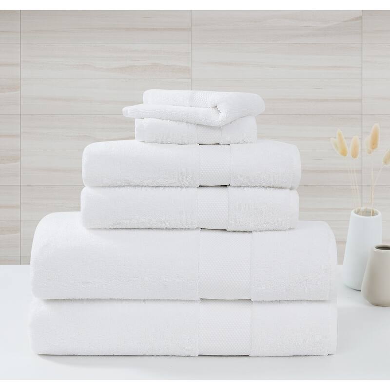 Borghese Roma Oversized Luxe Turkish Cotton 6 Piece Towel Set - White