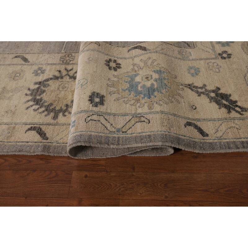 Vegetable Dye Oushak Turkish Rug Hand-Knotted Living Room Wool Carpet - 9'4"x 11'8"