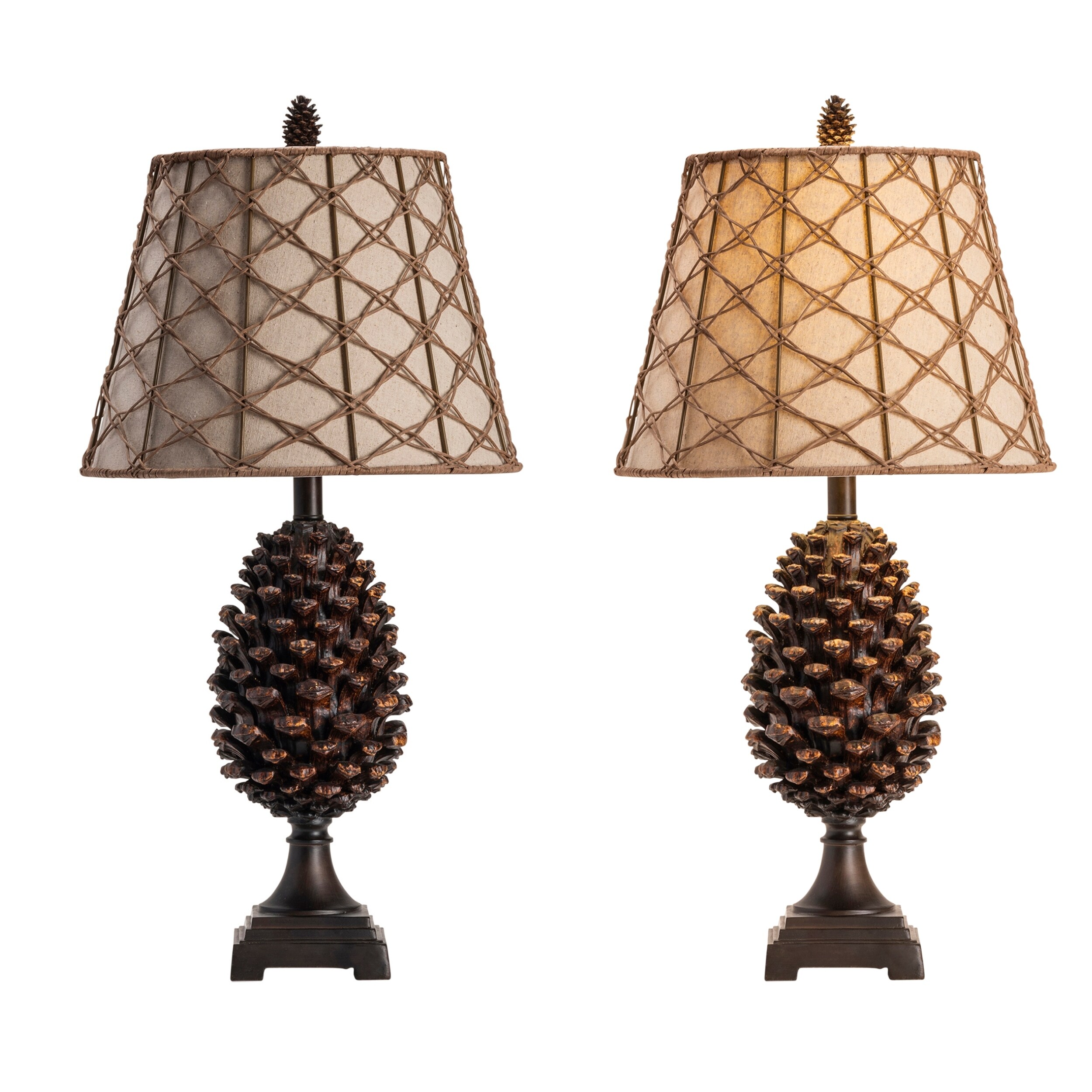 Pine Bluff Natural Pinecone 30 inch Table Lamp Set of 2 15x15x30