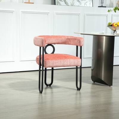 Contemporary Chenille Fabric Upholstered Accent/Dining Chair/Barrel Side Chairs Kitchen Armchair for Living Room set of 1