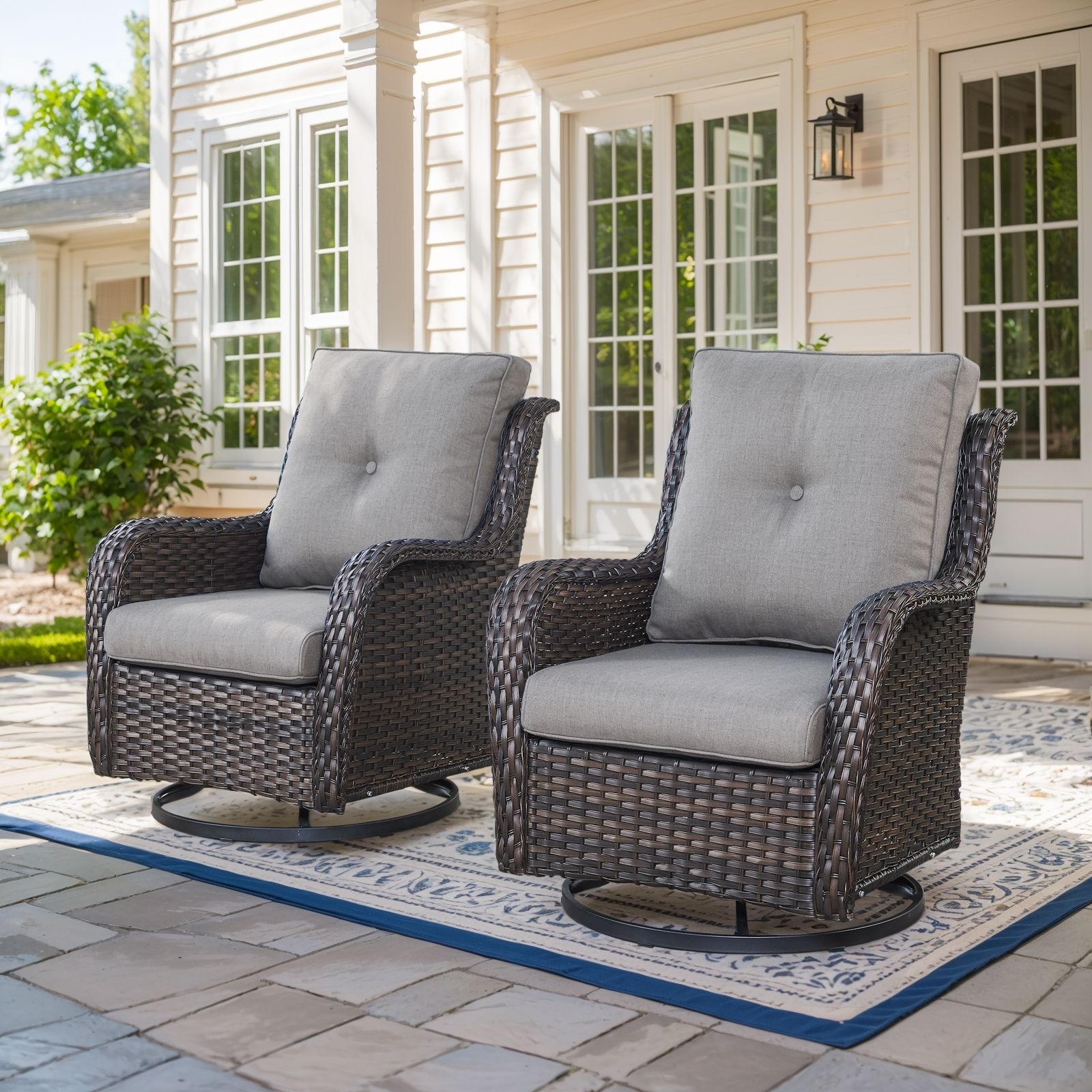 Outside Glider Chair with Cushion Brown-Grey - Brown