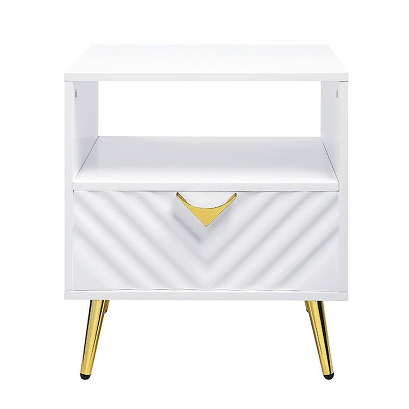 Kylie White High Gloss End Table with Shelf Bed Bath & Beyond 39408612