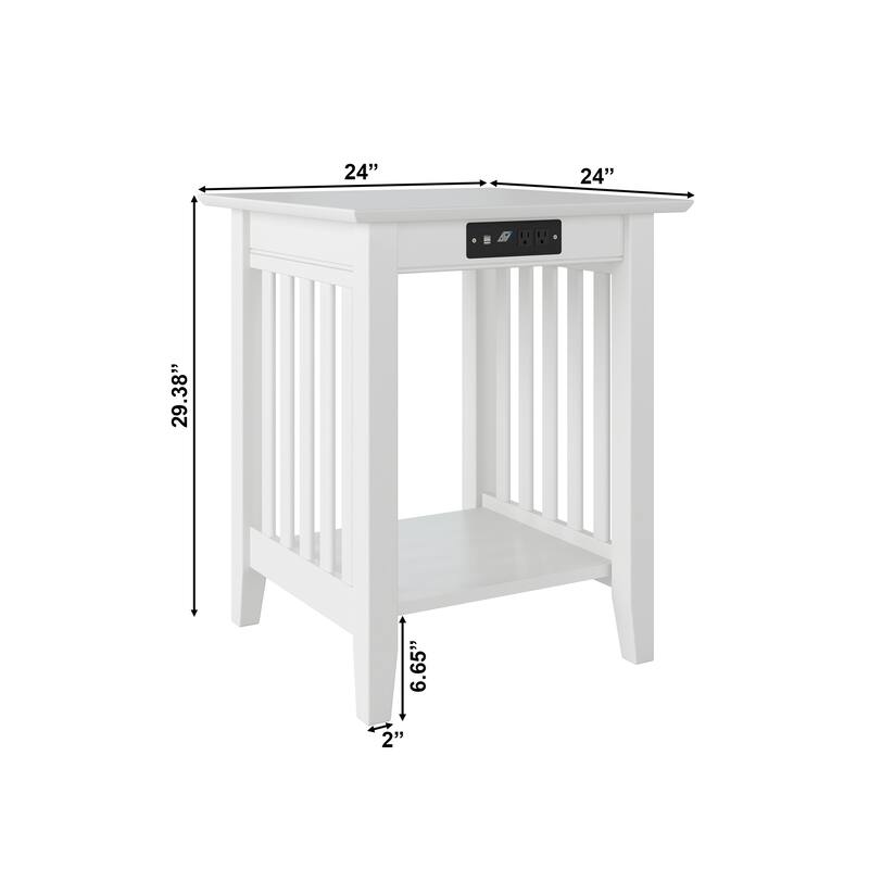 AFI Mission Printer Stand with Built-in Charger in White