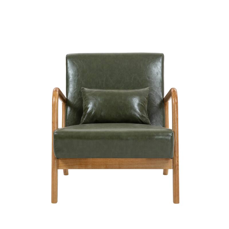 Mid Century Solid Wood Upholstered Accent Chair