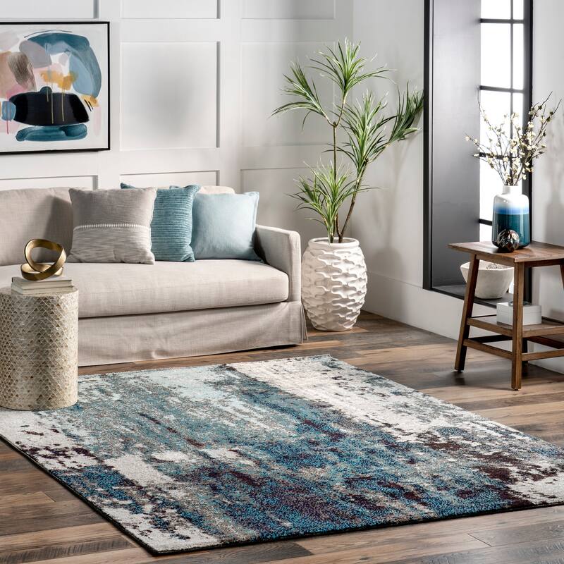 Nuloom Haydee Glacial Abstract Area Rug - 4' x 6' - Blue - Rectangle