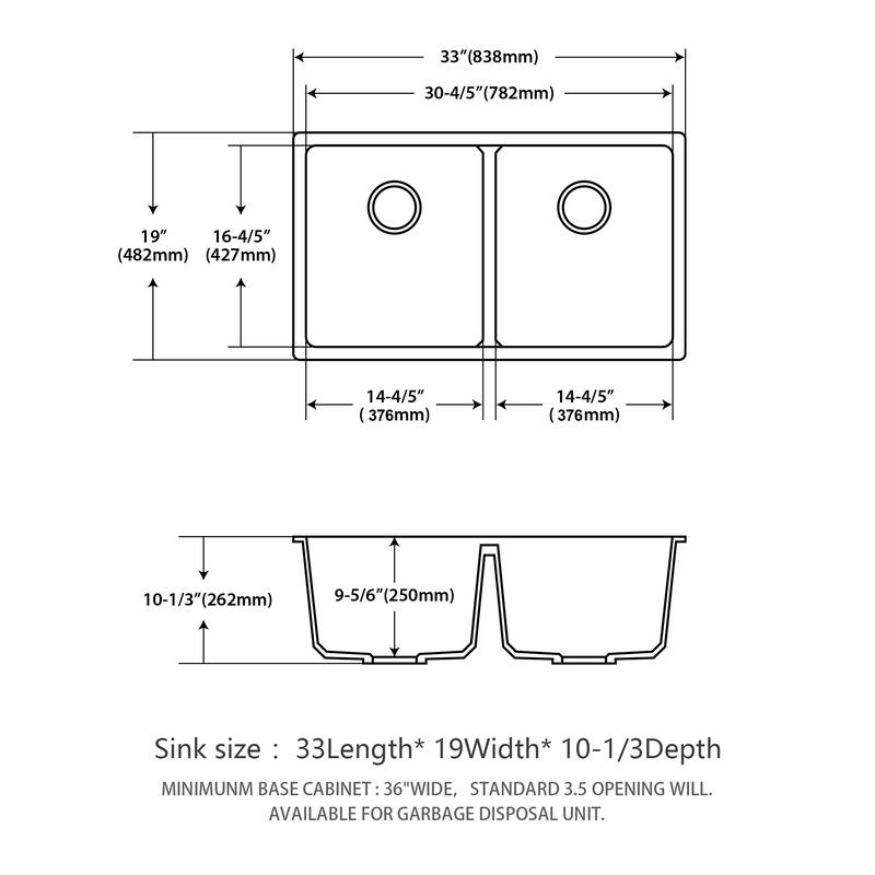 Granite Composite Undermount Kitchen Sink Double Bowl(50/50)