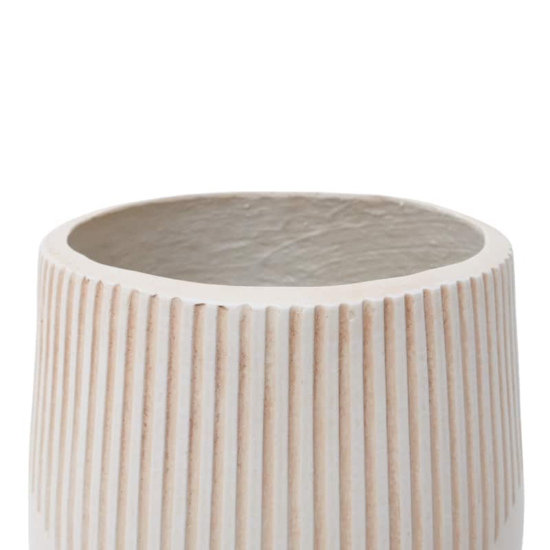 Large Outdoor Indoor Planter, 17.1"+13.38"+9" Dia Round Magnesium Oxide Planter Set of 3, Flower Pots with Drainage Holes