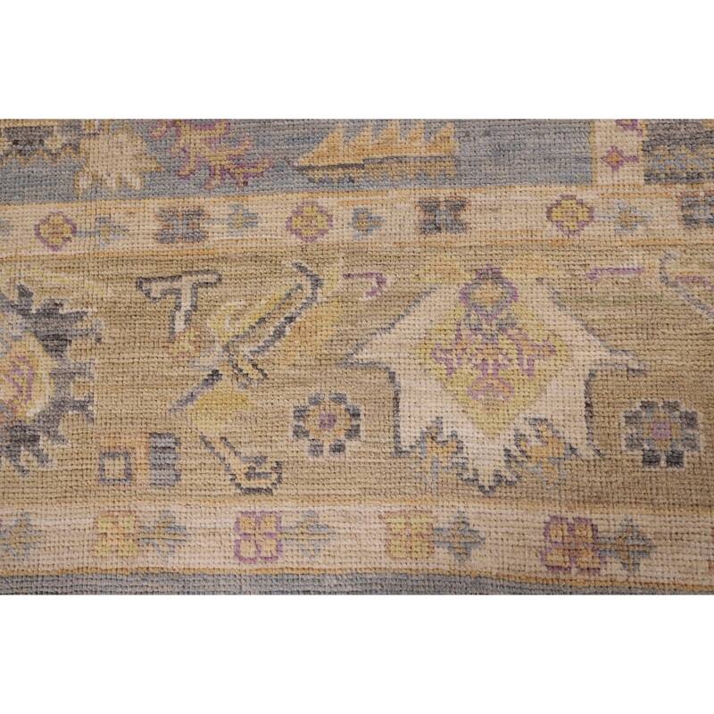 Light Blue Vegetable Dye Oushak Area Rug Hand-Knotted Wool Carpet - 8'3" x 10'2"