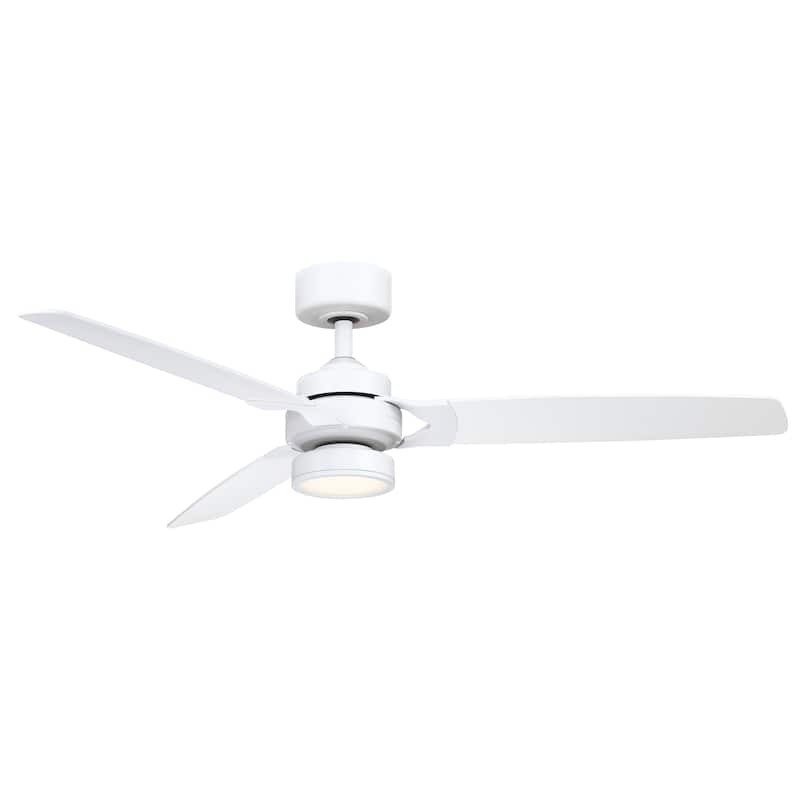 Fanimation Amped 52 inch Indoor Ceiling Fan with LED Light Kit and Remote - Matte White - Remote - 52