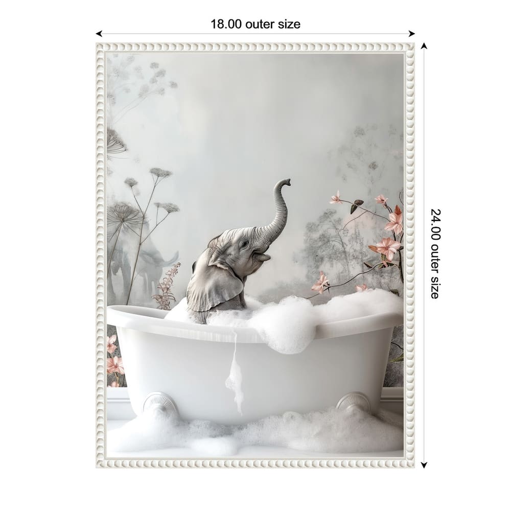Elephant Bath Bliss by Niky Rahner Framed Canvas Wall Art