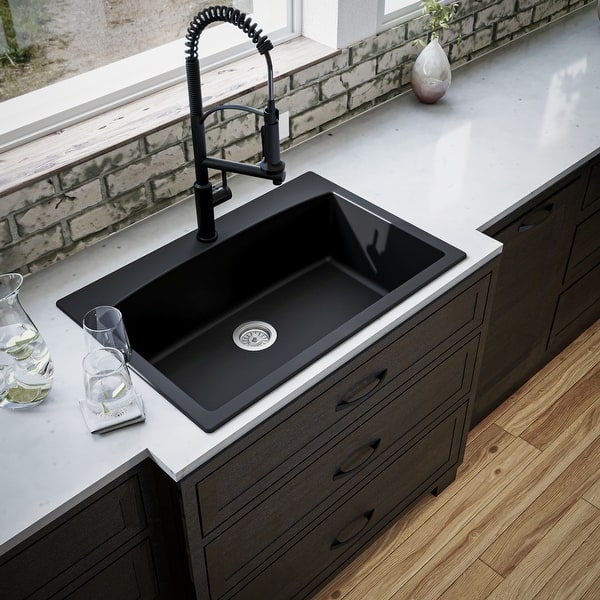 slide 2 of 64, Karran Drop-In Quartz Single Bowl Kitchen Sink