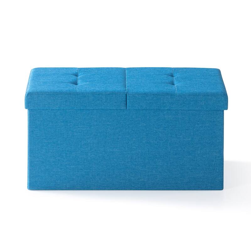 30 Inch Smart Lift Top Button Tufted Fabric Storage Ottoman by Crown Comfort