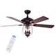 preview thumbnail 5 of 5, Warehouse of Tiffany Tibwald Wood Glass 52-inch 5-blade Lighted Ceiling Fan (Optional Remote) - N/A Remote