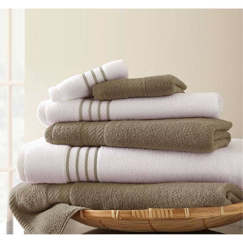 Modern Threads Quick Dry Stripe 6-piece Towel Set - Taupe