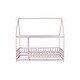 preview thumbnail 76 of 127, Wood Toddler House Bed with Roof Frame and Safety Guardrails Montessori Floor Bed without Slats No Door Houseshaped Platform Bed