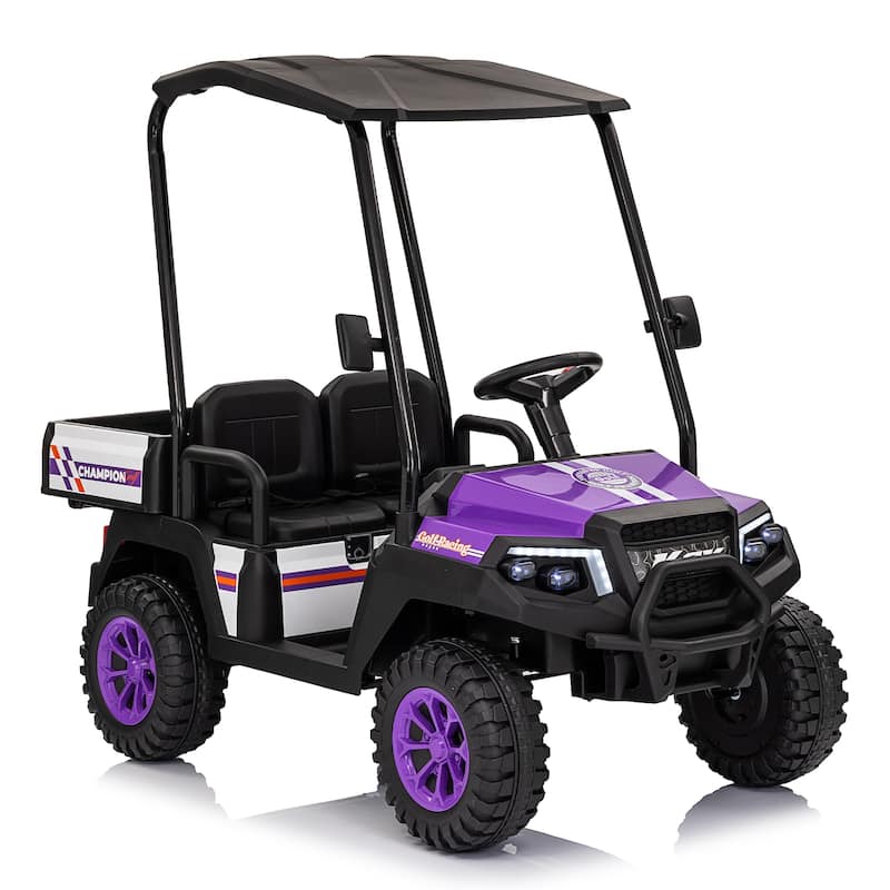 24V XL Kids Electric Ride on Track 20in Wide Seat,Removable Sunshade, Dual-Motor Drive,4-Wheel Spring Suspension,age:3-8