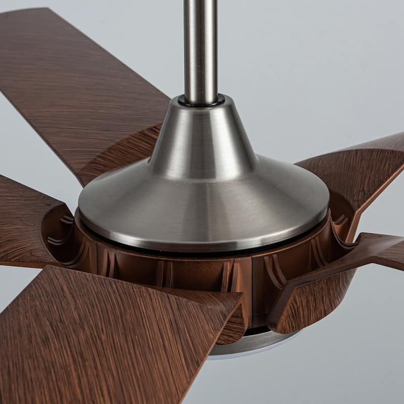 65" Brushed Nickel Industrial Downrod Mount Windmill Large Ceiling Fan with Remote and LED Light