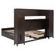 preview thumbnail 12 of 14, Queen Size Wooden Bed with Trundle, Cabinet, and Sockets, Espresso
