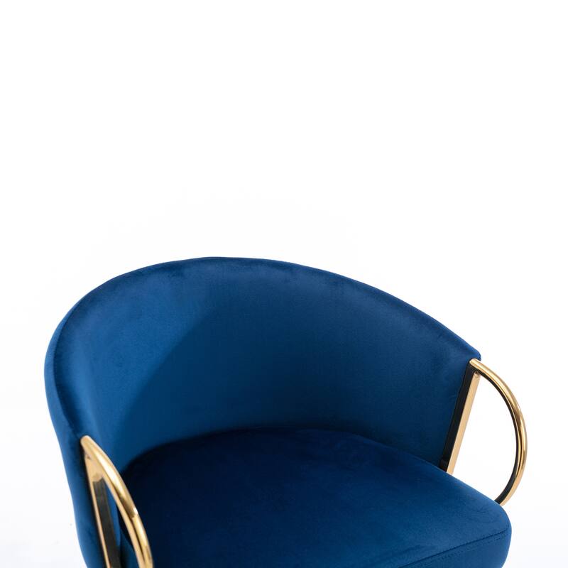 Velvet Bar Stools Set of 2, Counter Height Bar Chairs with Armrests, Kitchen Island Stools with Footrest and Golden Legs
