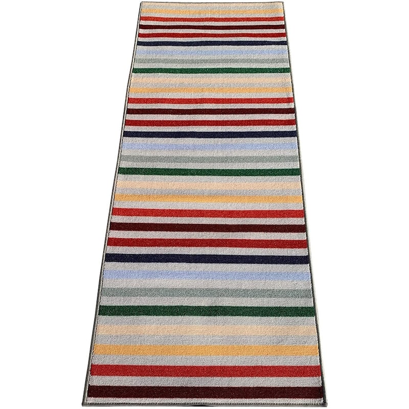 Custom Size 26 Inch Wide Kids Rainbow Non-Slip Hallway Runner Rug
