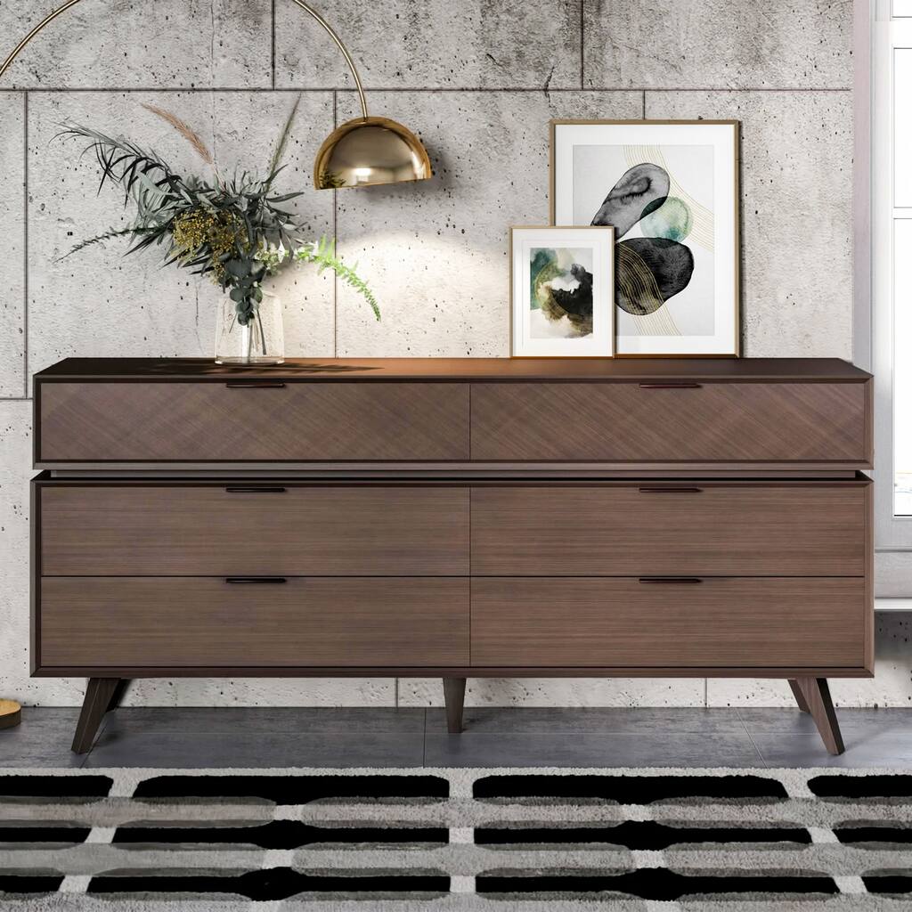 CUSchoice Mid Century 6 Drawer Dresser