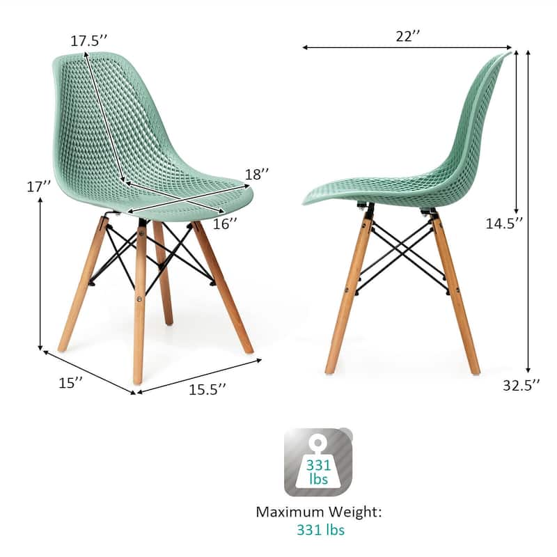 Set of 2 Mesh Dining Chairs with Beech Wood Legs and Ergonomic Curved Seat Ideal for Kitchen and Living Room