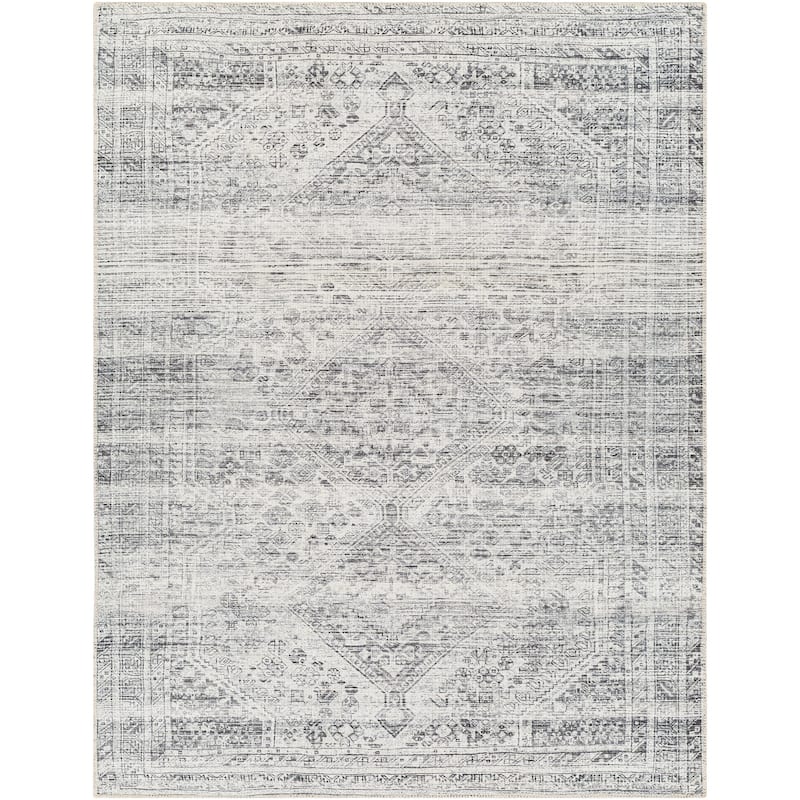 Livabliss Verninac Distressed Medallion Printed Washable Rug
