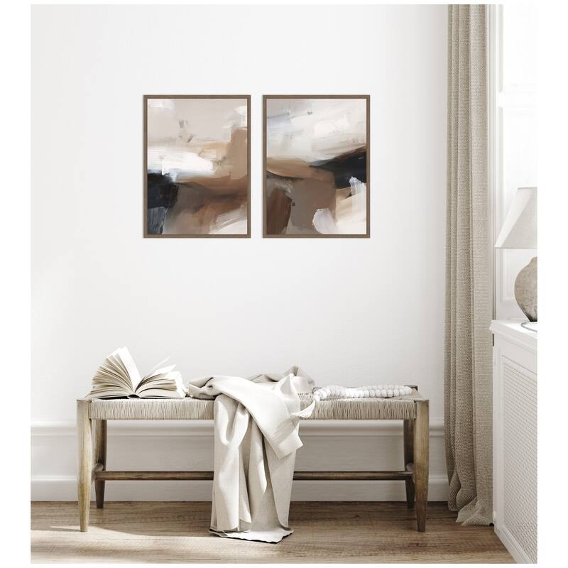 Kate and Laurel Layered Ground No. 1 & No. 2 2 Piece Framed Canvas Wall Art Set by Amy Lighthall