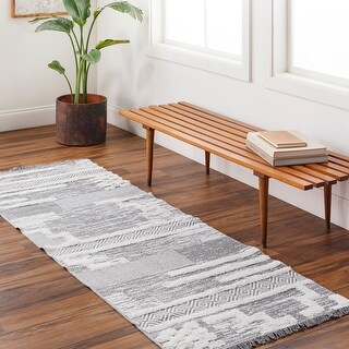 Livabliss Morocotton Striped & Checkered Cotton Area Rug